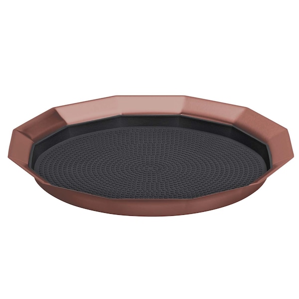 Paneled Tray with Removable Insert, 9"diameter, Stainless Steel, Rose Gold